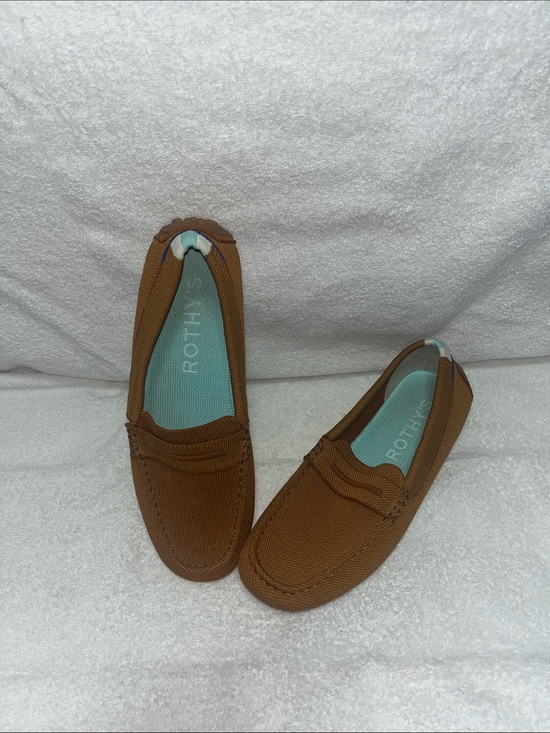 Rothy's Shoes - Rothy's Tan Knit Loafer with Teal Insole